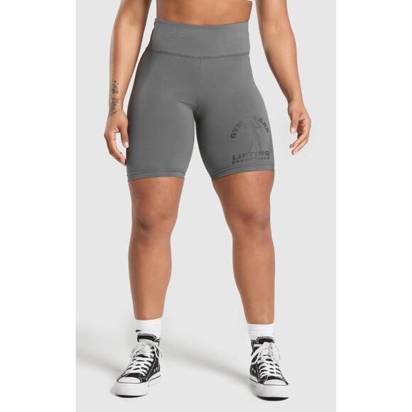 GYMSHARK "STRONG WOMEN" SHORTS-GREY BNWOT-BIKER STYLE - Picture 2 of 4